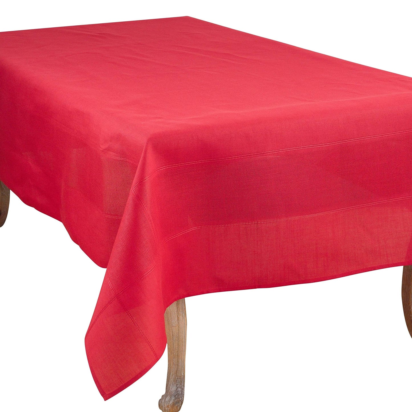 Fennco Styles Holiday Drawn Work Thread Design Tablecloth - 2 Colors (Red, 72"x126" Tablecloth)