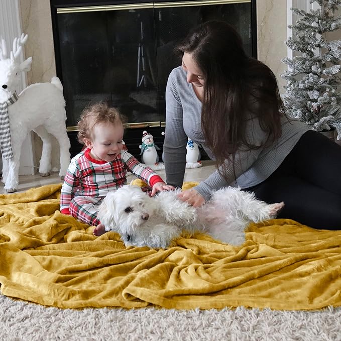 Bedsure Fleece Blanket Twin Size Yellow - 300GSM Lightweight Plush Fuzzy Cozy Soft Warm Blanket for Bed, Sofa, Couch, Travel, Camping, 60x80 inches