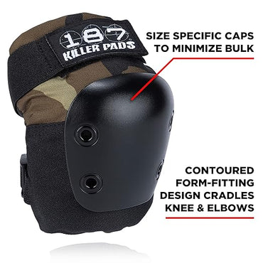 187 Killer Pads Knee Pads, Elbow Pads Combo Pack, Camo, Small/Medium