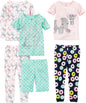 Girls Cotton Pajama Set 6-Piece - Snug Fit PJ Pack for Babies Toddlers