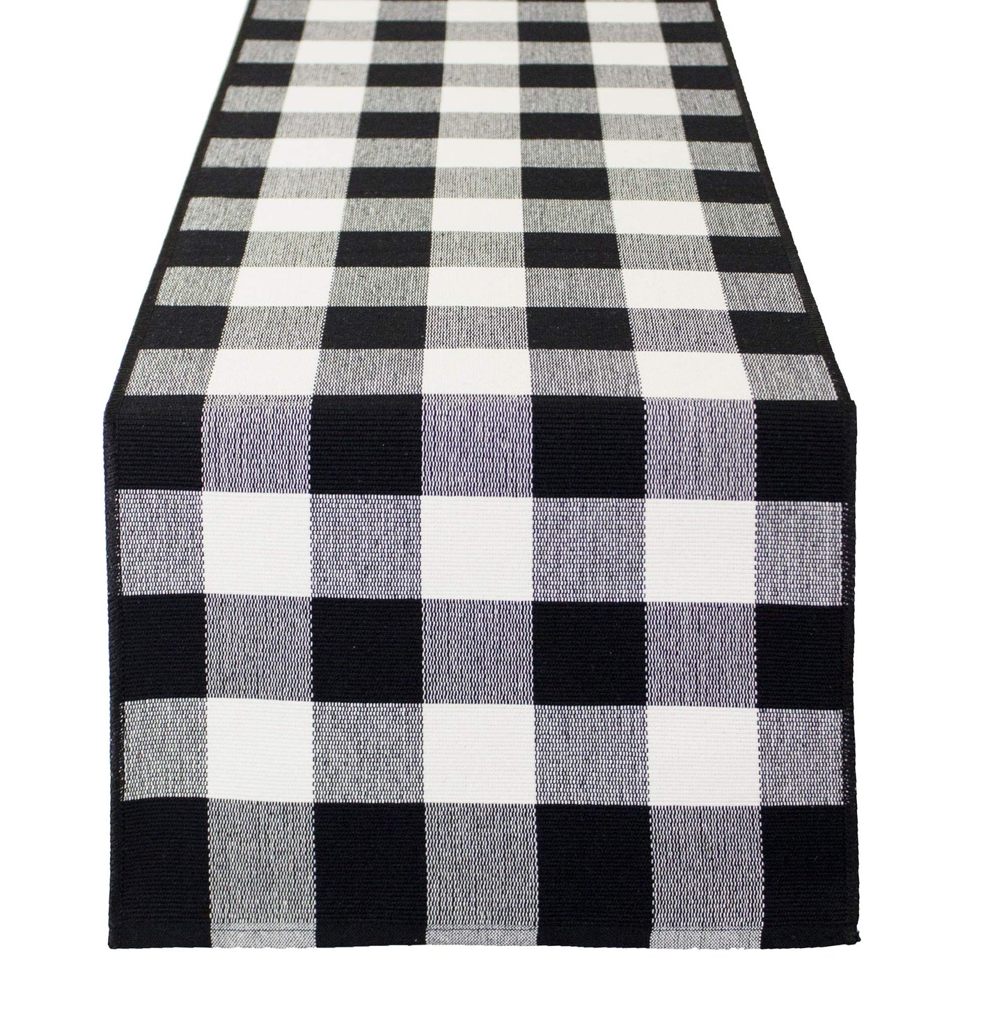 Fennco Styles Rustic Collection Buffalo Check with Rolled Hem Edge Table Runner