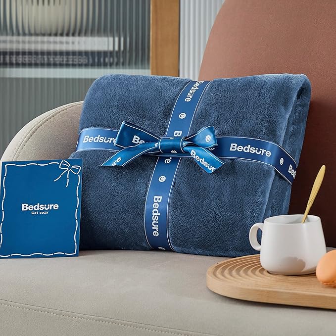 Bedsure Fleece Blanket Twin Size Mineral Blue - 300GSM Lightweight Plush Fuzzy Cozy Soft Warm Blanket for Bed, Sofa, Couch, Travel, Camping, 60x80 inches