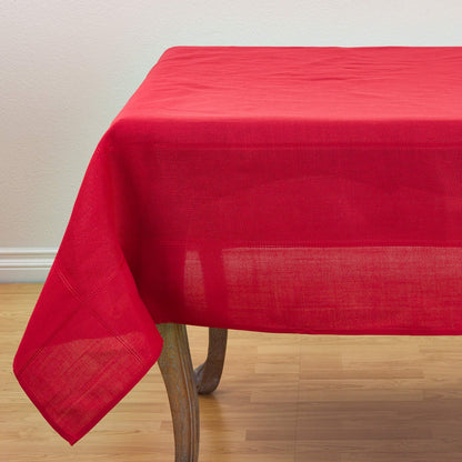 Fennco Styles Holiday Drawn Work Thread Design Tablecloth - 2 Colors (Red, 72"x126" Tablecloth)