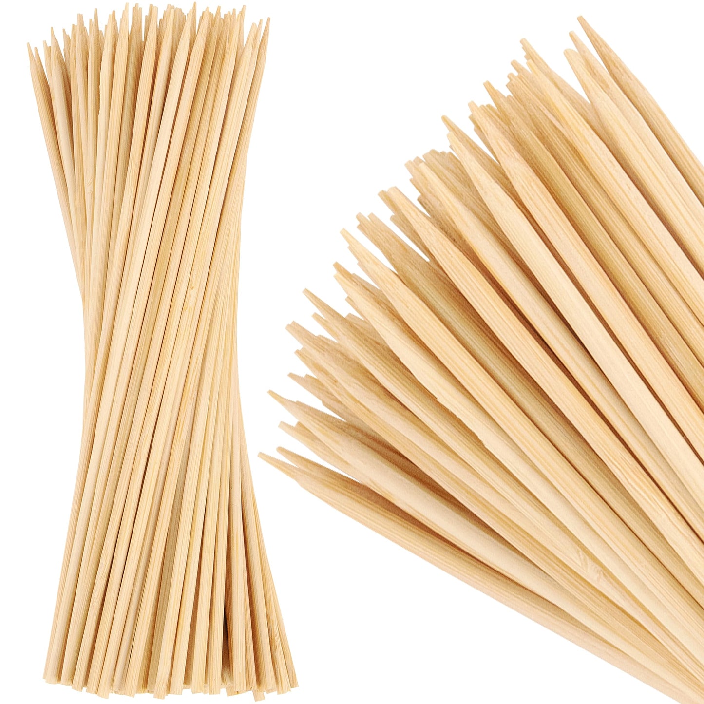 MalloMe XL Bamboo Skewers 6 Inch 100 pcs - 4mm Thick Bamboo Sticks - Heavy Duty Wooden Shish Kabob Skewers for Grilling - for Kebab BBQ Grill Hot Dog, Candy Apple Smores Sticks Wood Skewer Appetizers