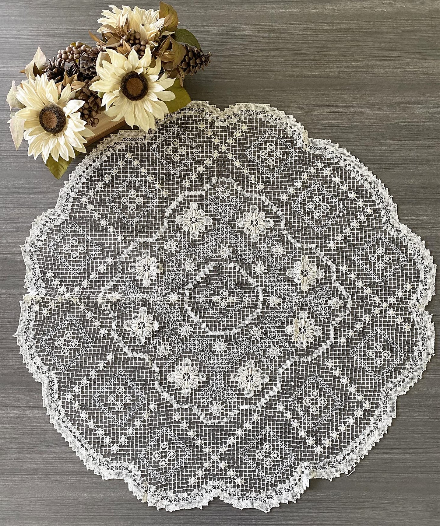Fennco Styles Handmade All-Over Tuscany Lace Tablecloth