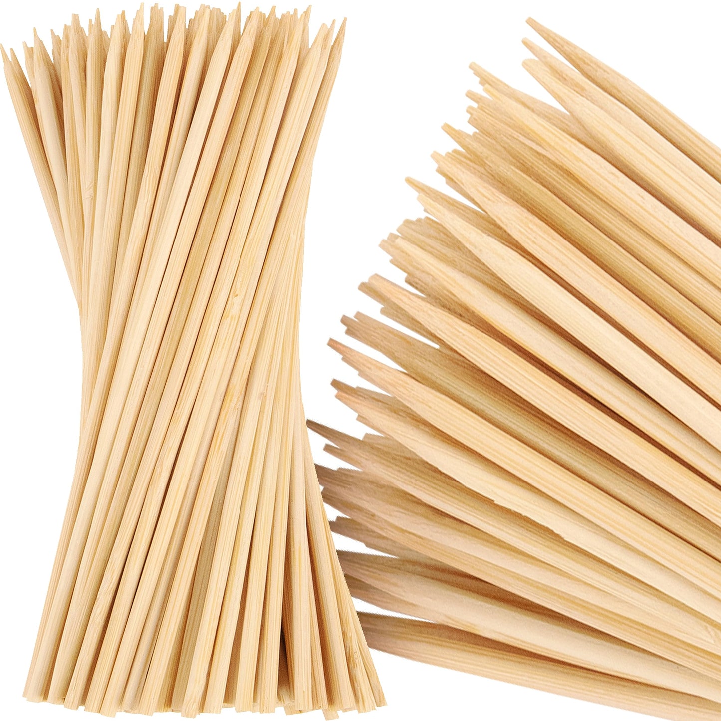 MalloMe XL Bamboo Skewers 6 Inch 100 pcs - 4mm Thick Bamboo Sticks - Heavy Duty Wooden Shish Kabob Skewers for Grilling - for Kebab BBQ Grill Hot Dog, Candy Apple Smores Sticks Wood Skewer Appetizers