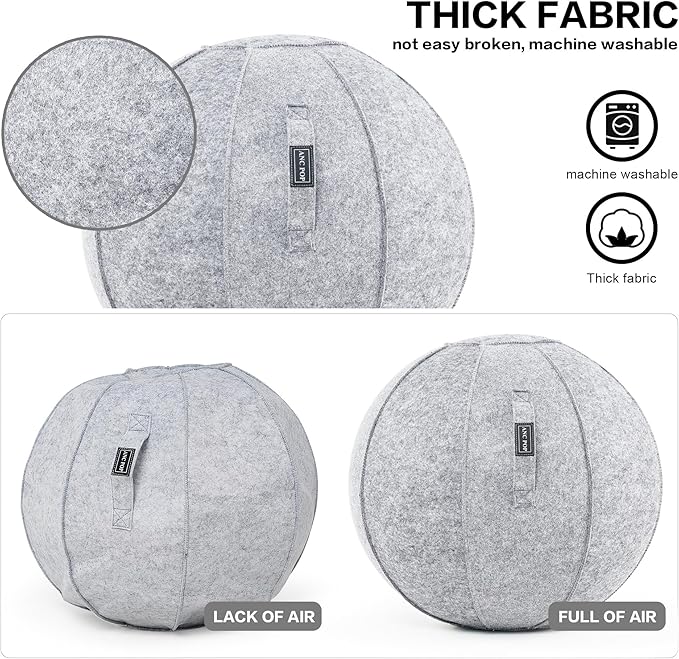 Yoga Ball Exercise Ball, Anti Slip Stability Ball Chair, 25” Heavy Duty Large Gym Ball for Fitness, Balance and Core Workout with Cover, Easy Clean
