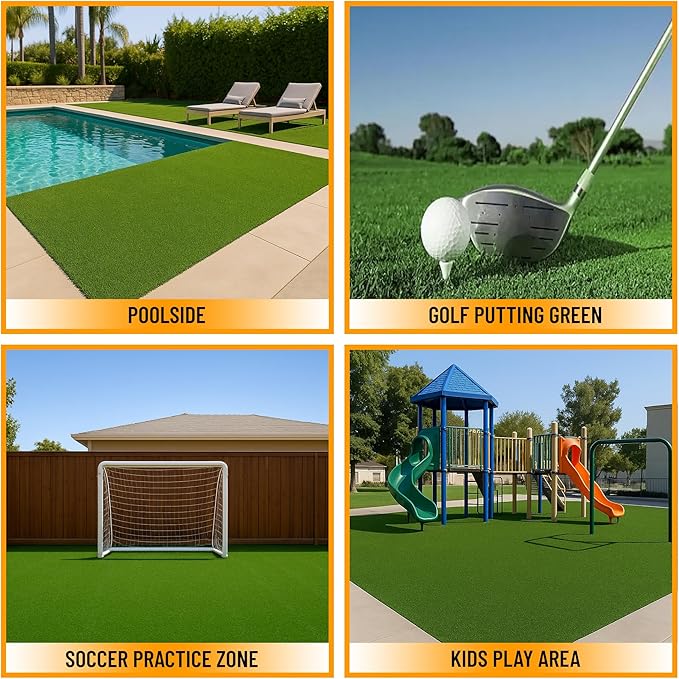 Ottomanson Artificial Turf Golf Hitting Mat 6'6" x 13' Indoor/Outdoor Waterproof Synthetic Fake Grass for Putting Practice Baseball Football Sports Gym Backyard, Custom Size 2' up to 30'