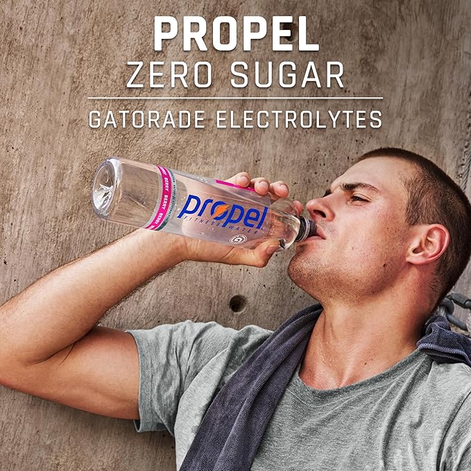 Propel Electrolyte Enhanced Water Sports Drink, Grape Flavored Water, Zero Calorie & Zero Sugar Hydration with Electrolytes and Vitamins C & E, 16.9 fl oz Water Bottles (12 Pack)