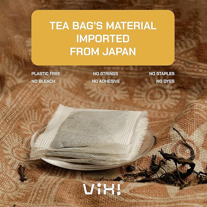 VIXI Green Tea Bags, 100 Counts, Vietnam's Mountain Tea, Antioxidant, Caffeinated, Tagless, Plastic Free, Balanced Flavored, 100% Natural for Hot, Iced and Cold Brew