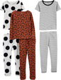 Girls Cotton Pajama Set 6-Piece - Snug Fit PJ Pack for Babies Toddlers