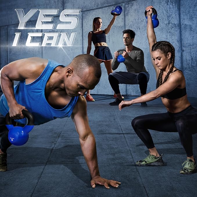 Yes4All 5-100 LB Kettlebells Vinyl Coated Cast Iron for Dumbbell Weights Exercises, Gym, Fitness, Full Body Workout Equipment Push up, Grip and Strength Training
