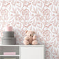 Timeet Pink Floral Peel and Stick Wallpaper Vinyl 17in x 78.7in Modern