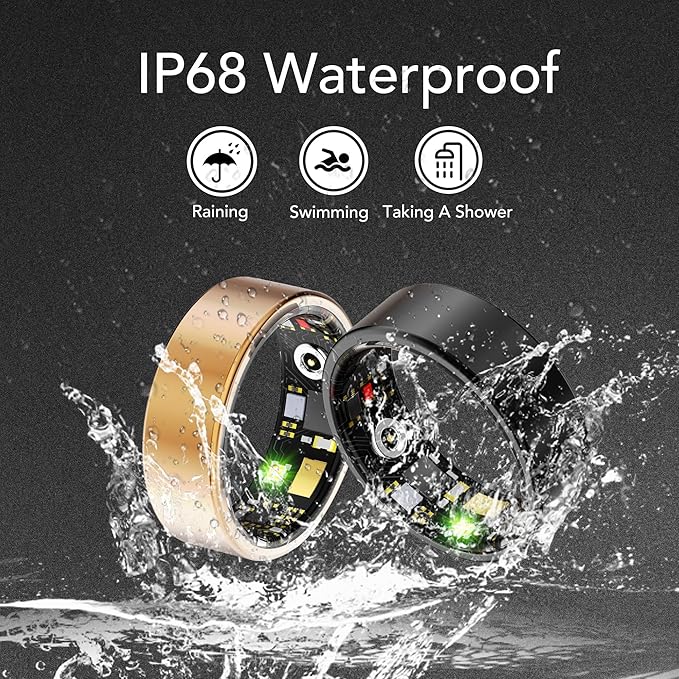 Smart Health Ring for Women Men Fitness Tracker with Heart Rate, Blood Oxygen, Blood Pressure, Sleep Monitoring, Step Counting, IP68 Waterproof for iPhone and Android, No APP Fee, Silver 13