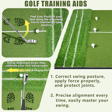 SIOTMERA 23x16IN & 5x4FT Golf Mat, Dual-Turf Golf Hitting Mat with High-Elasticity EVA Anti-Slip Bottom, Anti-Deformation,Reinforced Glue, Ideal for Swing,Chipping Practice,Indoor/Outdoor