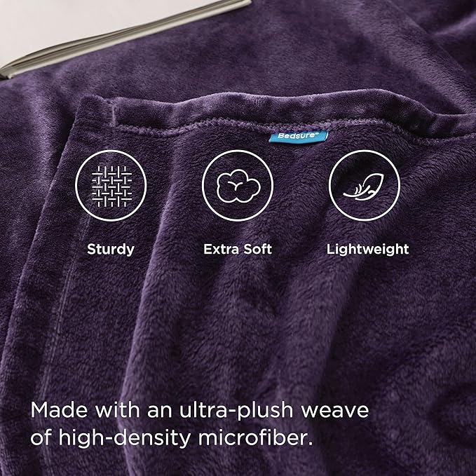 Bedsure Fleece Throw XL Blanket Purple - 300GSM Soft Lightweight Plush Cozy Blankets for Bed, Sofa, Couch, Travel, Camping, 50x70 inches