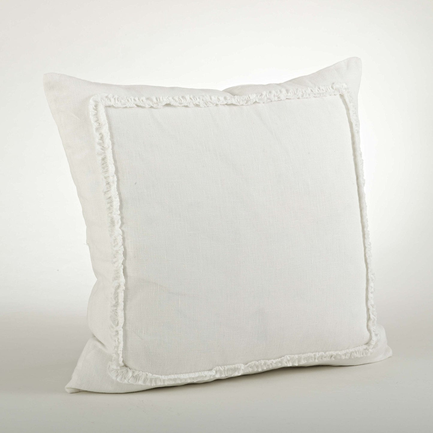 Fennco Styles Matilde Ruffled Design 100% Linen Decorative Down Filled Throw Pillow 20 x 20 Inch