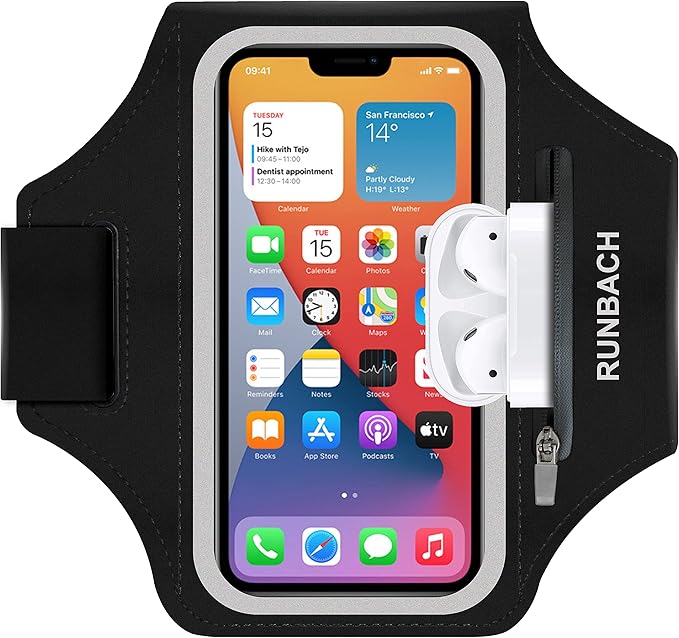 Armband for Samsung Galaxy S25 Ultra/S24 Ultra/S23 Ultra/S22 Ultra/S21 Ultra/S20 Ultra/S25+/S24+/S23+/S22+/S21+/S20+/S10+/S9+/S8+, with Zipper Pocket for for Galaxy Buds (Black)