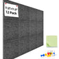 URMMIY Large Cork Board 12 Pack Felt Wall Tiles 47x35in Gray with Push Pins
