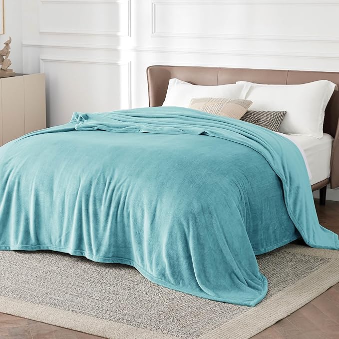 Bedsure Fleece Bed Blankets Queen Size River Blue - Soft Lightweight Plush Fuzzy Cozy Luxury Blanket Microfiber, 90x90 inches
