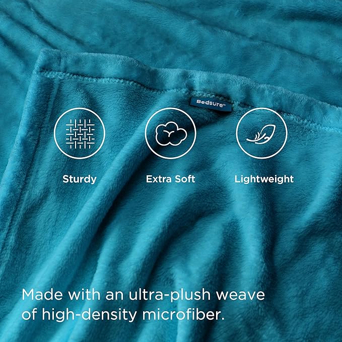 Bedsure Fleece Blanket Twin Size Teal - 300GSM Lightweight Plush Fuzzy Cozy Soft Warm Blanket for Bed, Sofa, Couch, Travel, Camping, 60x80 inches