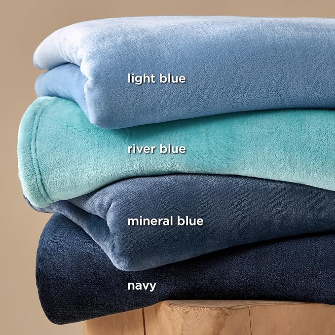Bedsure Fleece Throw XL Blanket Mineral Blue - 300GSM Soft Lightweight Plush Cozy Blankets for Bed, Sofa, Couch, Travel, Camping, 50x70 inches