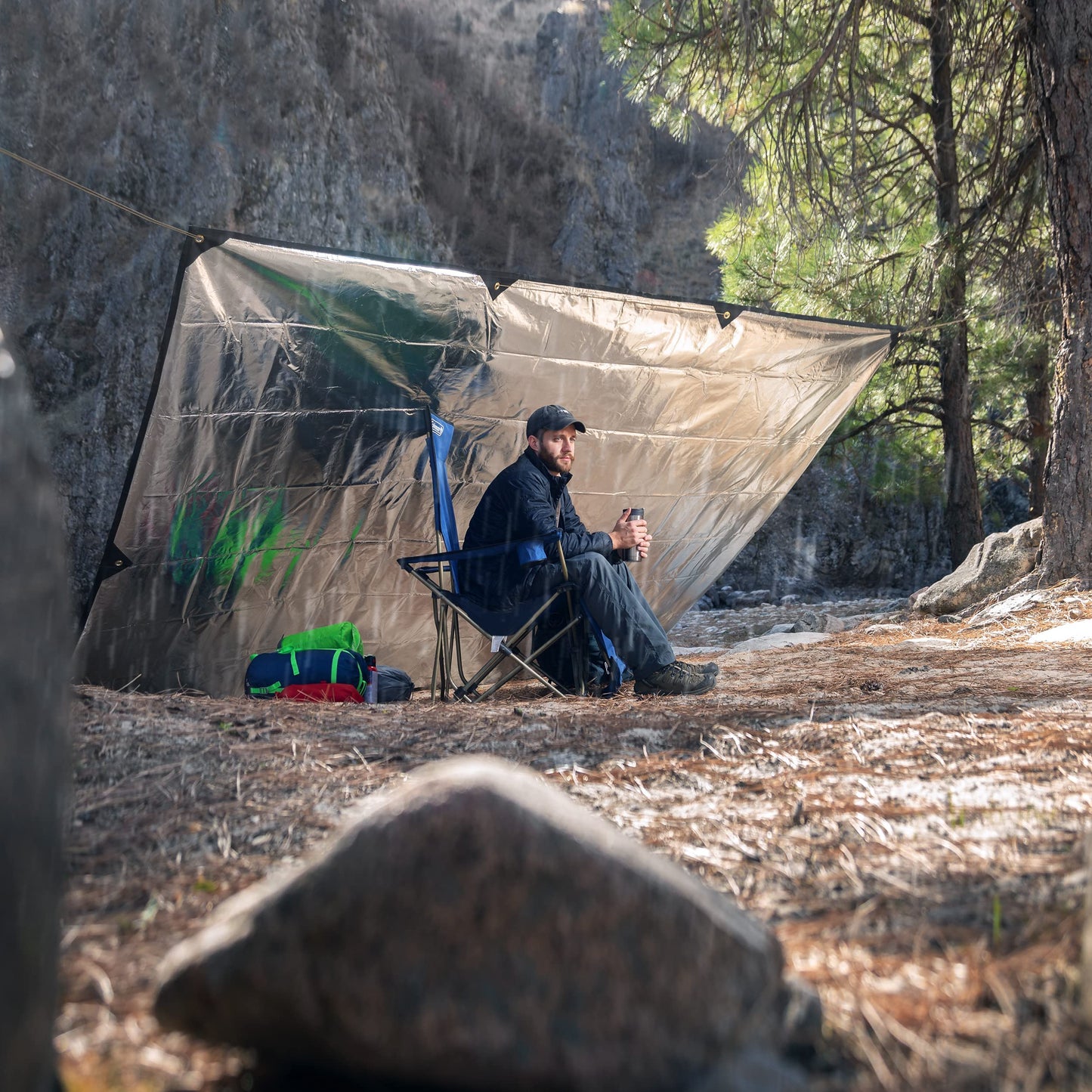 Arcturus XL Heavy Duty Survival Blanket – Insulated Reflective Thermal Camping Tarp - 8.5 FT x 12 FT (Olive Green)