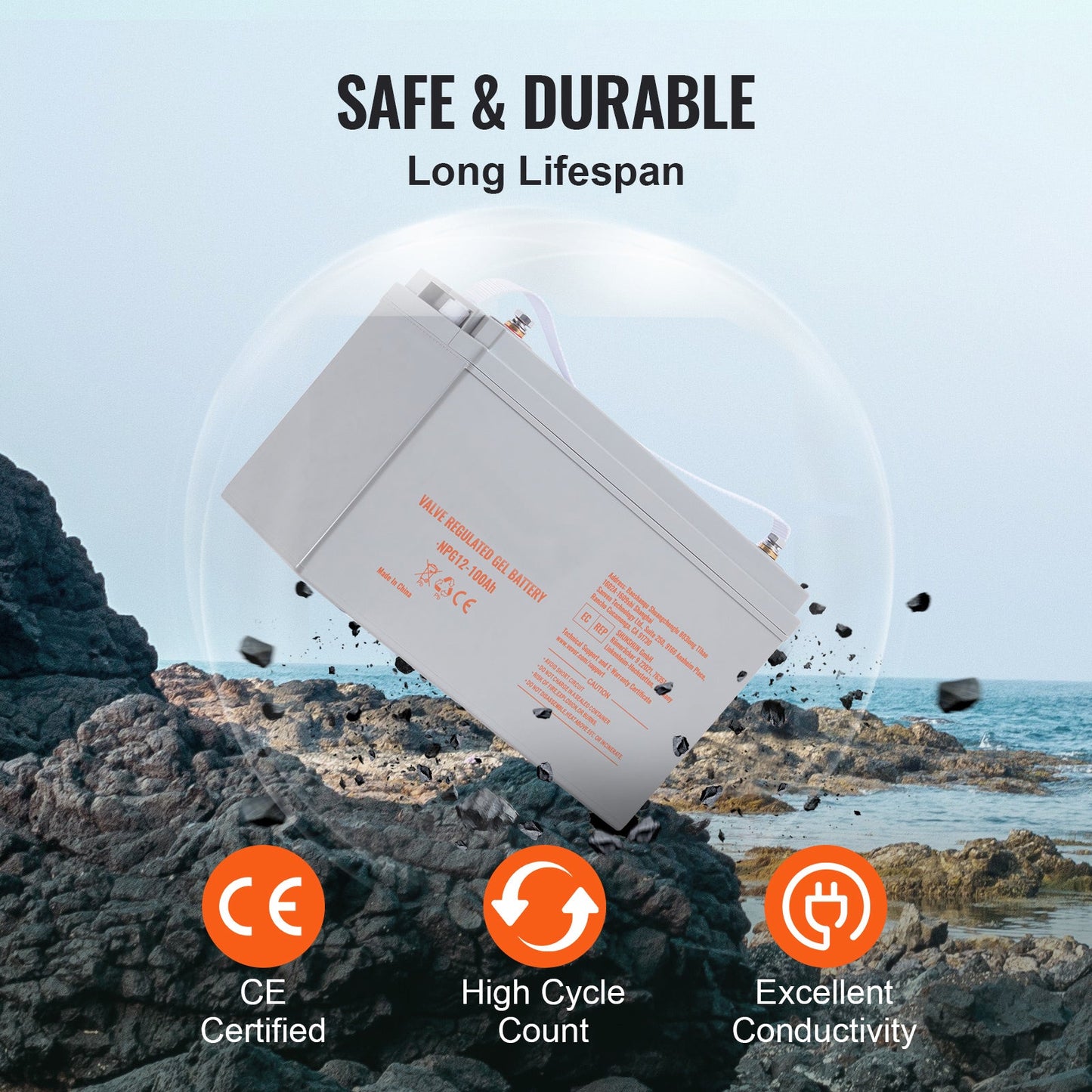 Deep Cycle AGM Battery 12V 100AH 800A RV Solar Marine