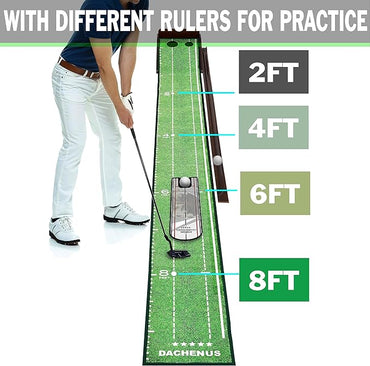 Putting Green Indoor Mat Outdoor Golf Putting Mat with Automatic Ball Return - Ideal for Home, Office, and Outdoor Use
