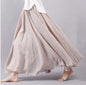 Mori Girl Art Plus Size Cotton And Linen Skirt Elastic Waist Linen A-line Skirt