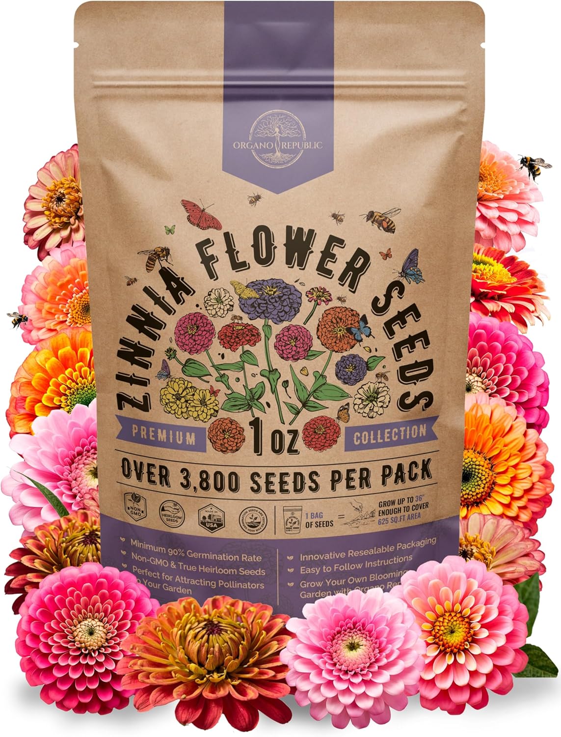Marigold Seeds Pack 1 oz - Over 9,250 Non-GMO Heirloom Marigold Seeds for Planting Indoor & Outdoor Gardening, Flower Seed for Planting Home and Garden, Flowers Seed in Individual Packet