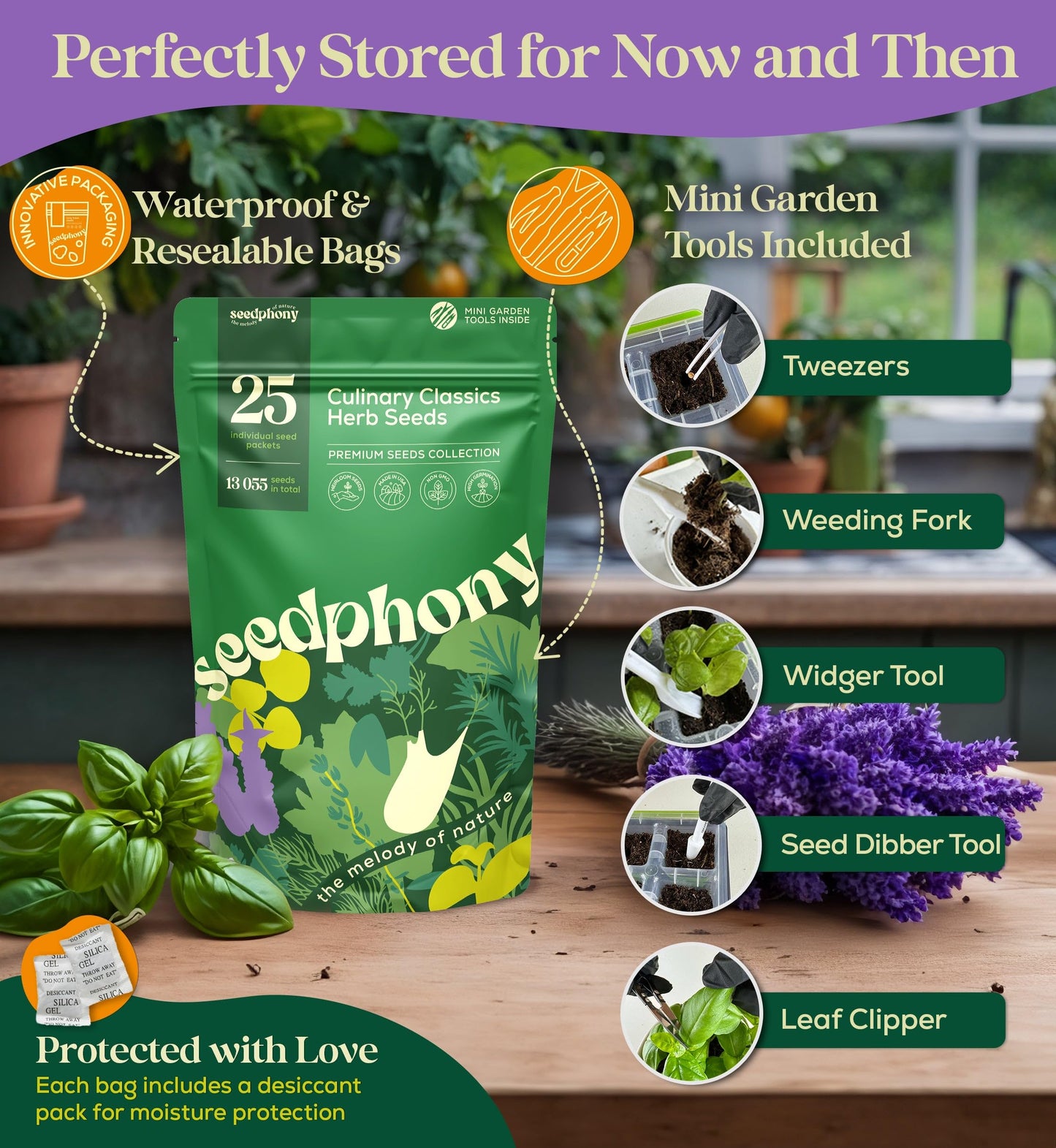 35 Medicinal & Tea Herb Seeds Variety Pack - 16,285+ Non-GMO Heirloom Herbs Seeds for Planting Indoor & Outdoor: Lavender, Rosemary, Echinacea, Mint, Catnip, Basil - Gardening Seed Packets