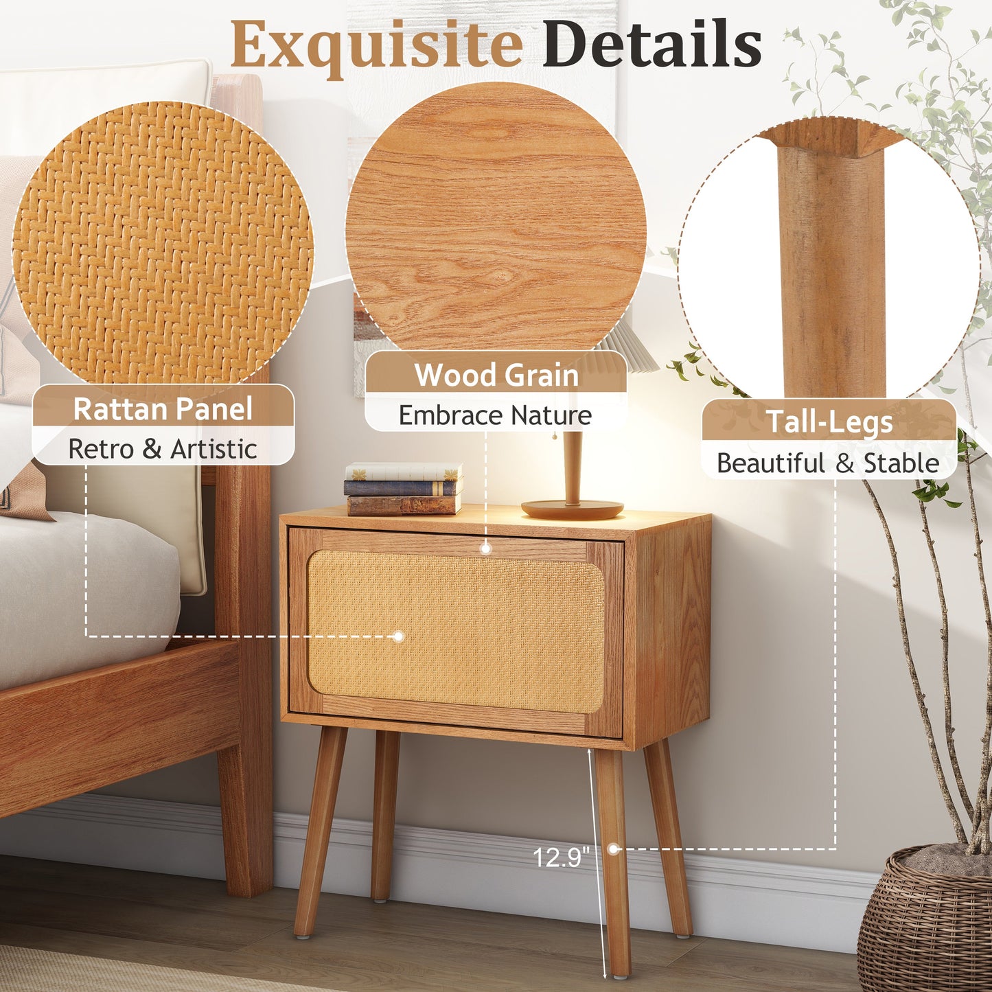 Rotating Hidden Compartment Nightstands, Mid Century Modern Concealment