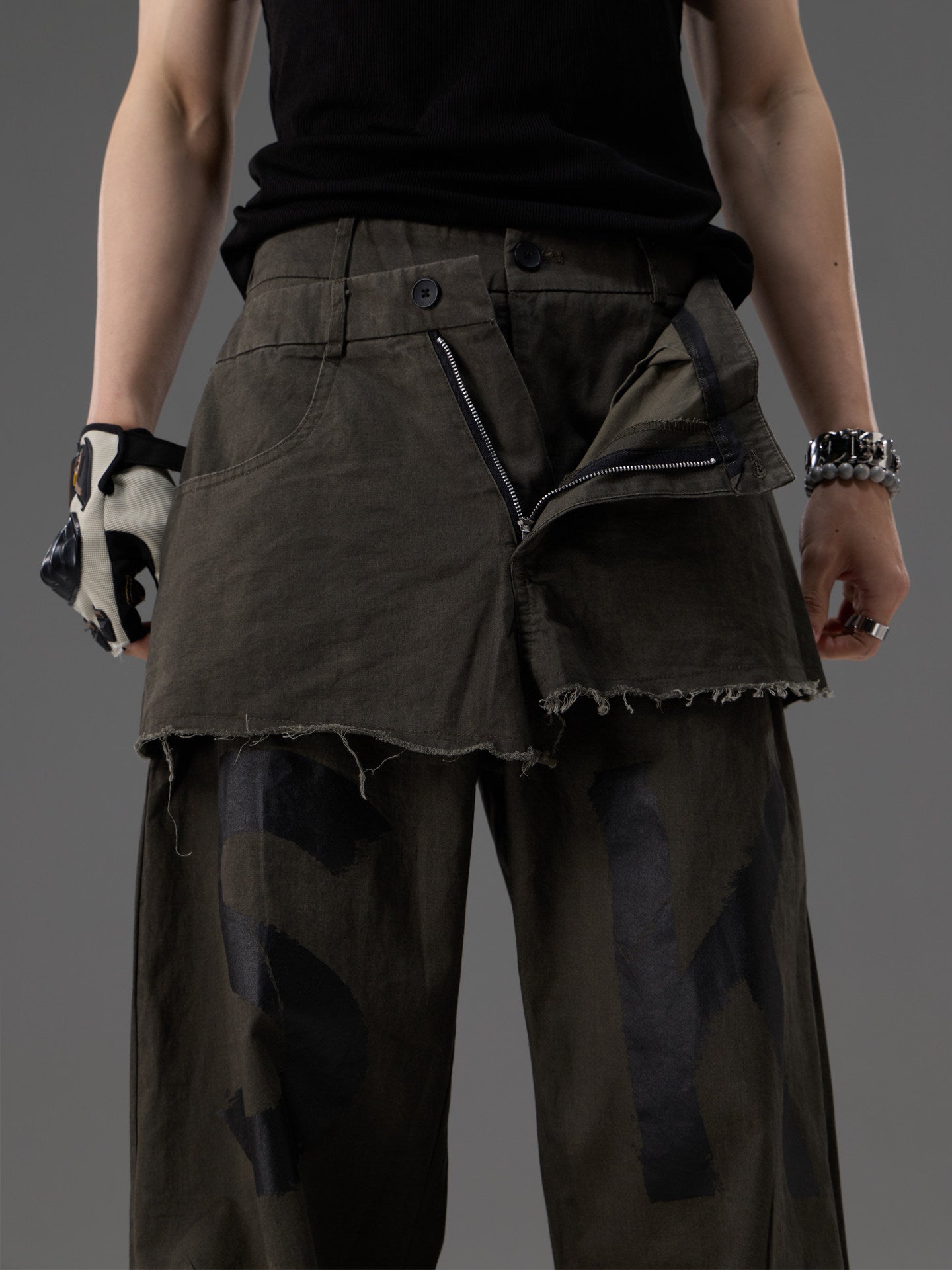 Mock-two-piece Design Straight-leg Workwear Pants
