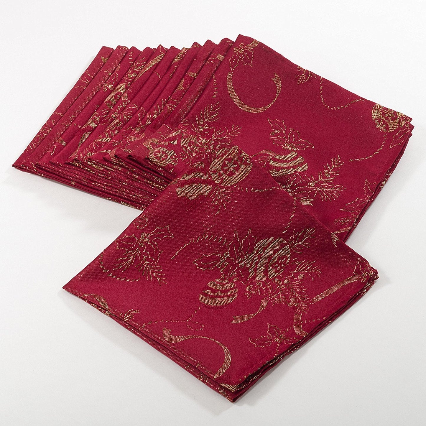 Fennco Styles Royal De Noel Holiday Design Jacquard Rectangular Tablecloth. One Piece.