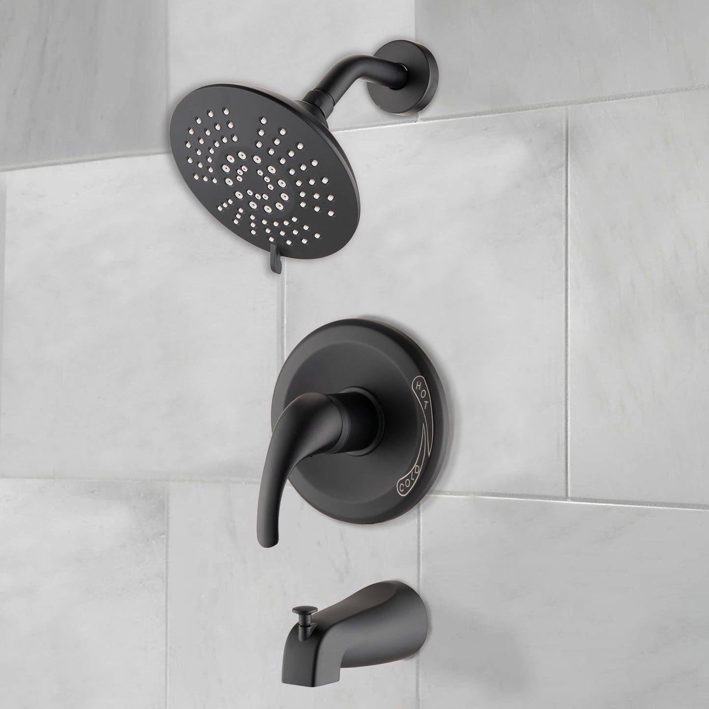 Single Handle Tub Spout and 5-functions Shower Head Set (Valve Included)