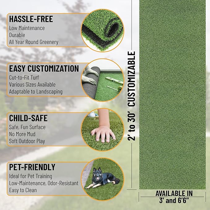 Ottomanson Artificial Turf Golf Hitting Mat 2' x 3' Indoor/Outdoor Waterproof Synthetic Fake Grass for Putting Practice Baseball Football Sports Gym Backyard, Custom Size 2' up to 30'