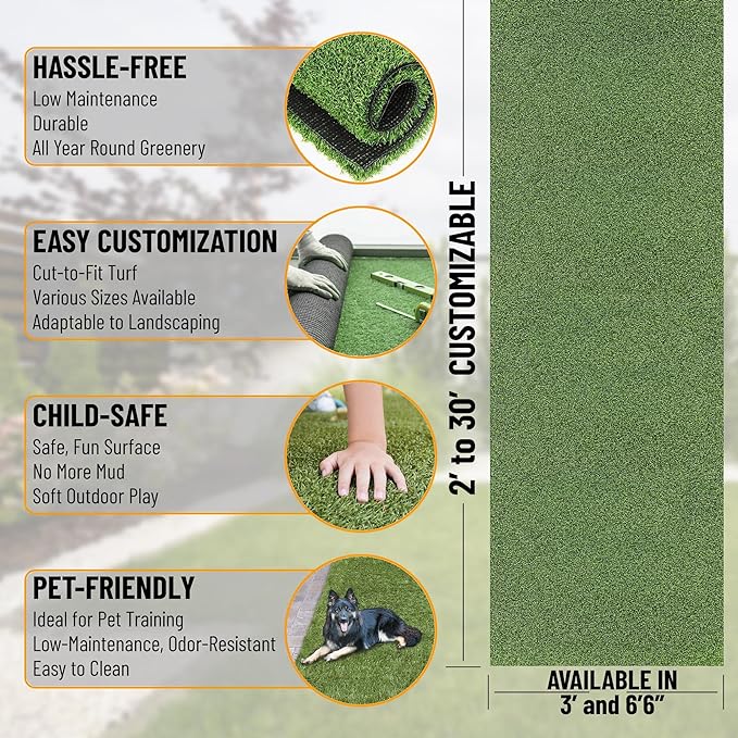 Ottomanson Artificial Turf Golf Hitting Mat 3' x 15' Indoor/Outdoor Waterproof Synthetic Fake Grass for Putting Practice Baseball Football Sports Gym Backyard, Custom Size 2' up to 30'
