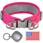 ADITYNA Durable 2-inch AirTag Dog Collar Reflective Metal Buckle Pink Size M