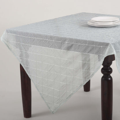 Fennco Styles La Belle Epoque Stitched Sheer Tablecloth, 5 Colors (84"x84", Mint)