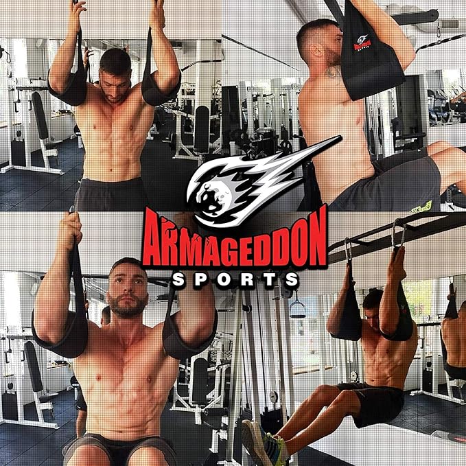 Premium Ab Slings Straps - Rip-Resistant Heavy Duty Pair for Pull Up Bar Hanging Leg Raiser Fitness - Ab Exercise Equipment, Superb Arm Padding for Abdominal Training Workout Equipment