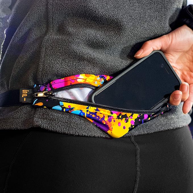 SPIbelt Running Belt for Women Men, Phone Holder for Running, Running Fanny Pack, Holder for Phone, Running Waist Pack, Adjustable Waist, [Fits All Phones]. Black with Black Zipper