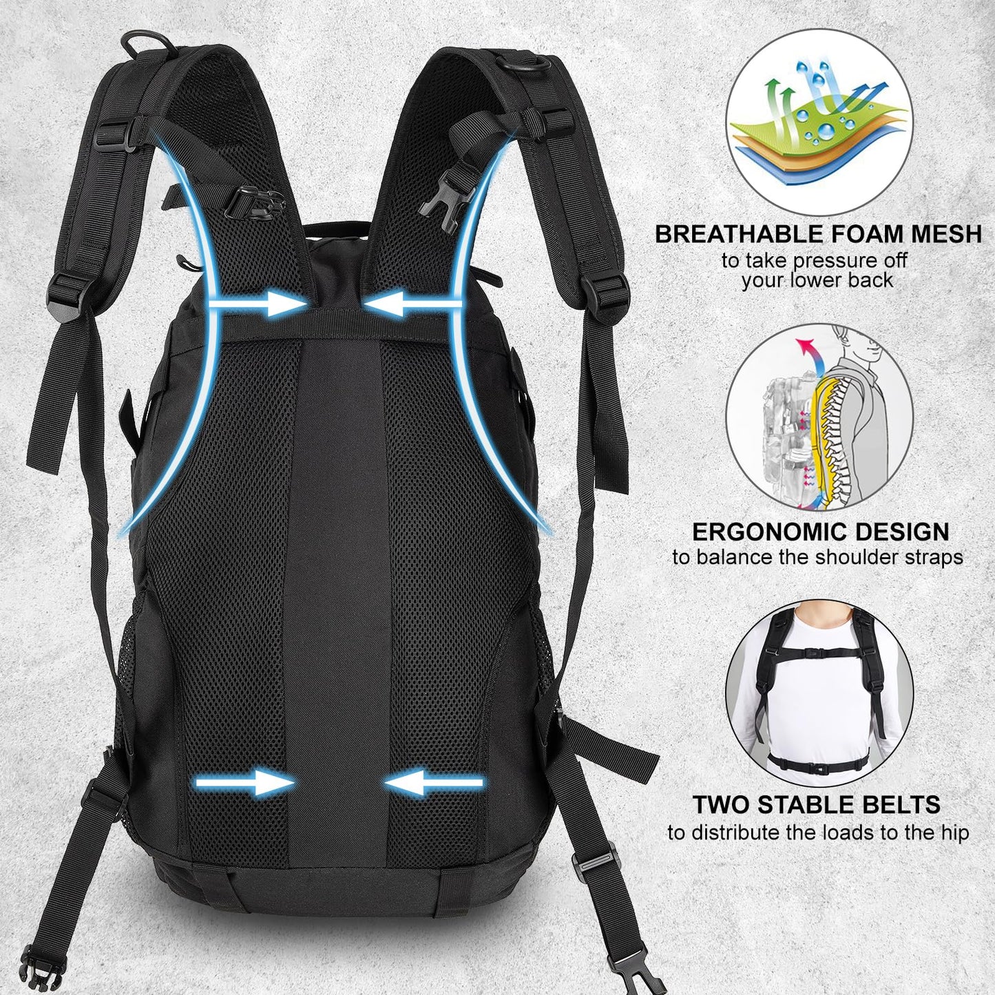 Jueachy Tactical Backpack for Men Hiking Day Pack Molle Military Rucksack Waterproof 30L EDC Bag with USA Flag Patch
