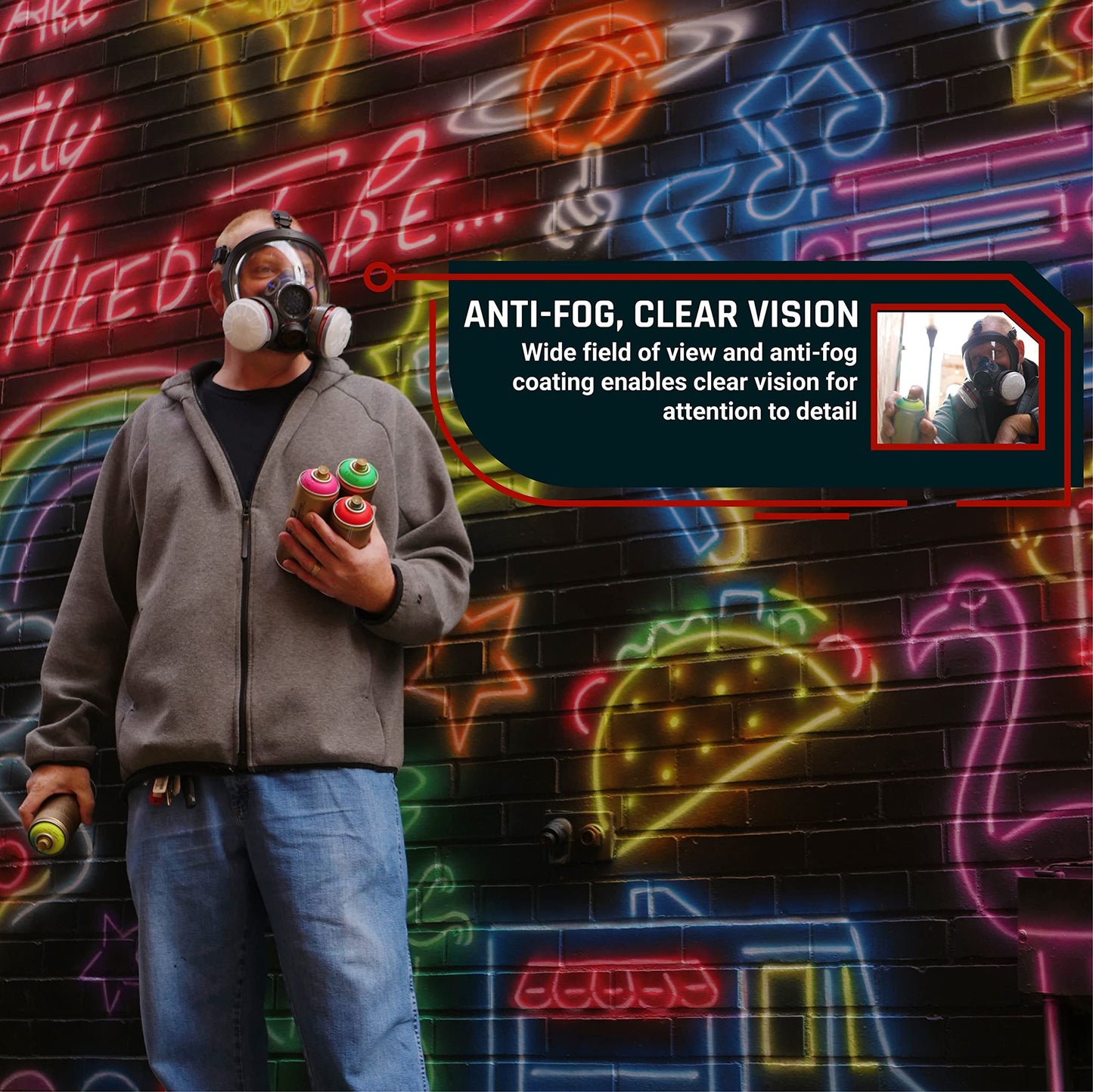 Parcil Distribution Gas Mask Survival Nuclear and Chemical Full Face Respirator - Organic Vapor & Particulate - CE Tested