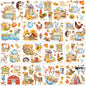 Whaline Fall Rub on Transfers 12 Sheets Autumn Pumpkin Farm Animal 5.9x5.9 Inch