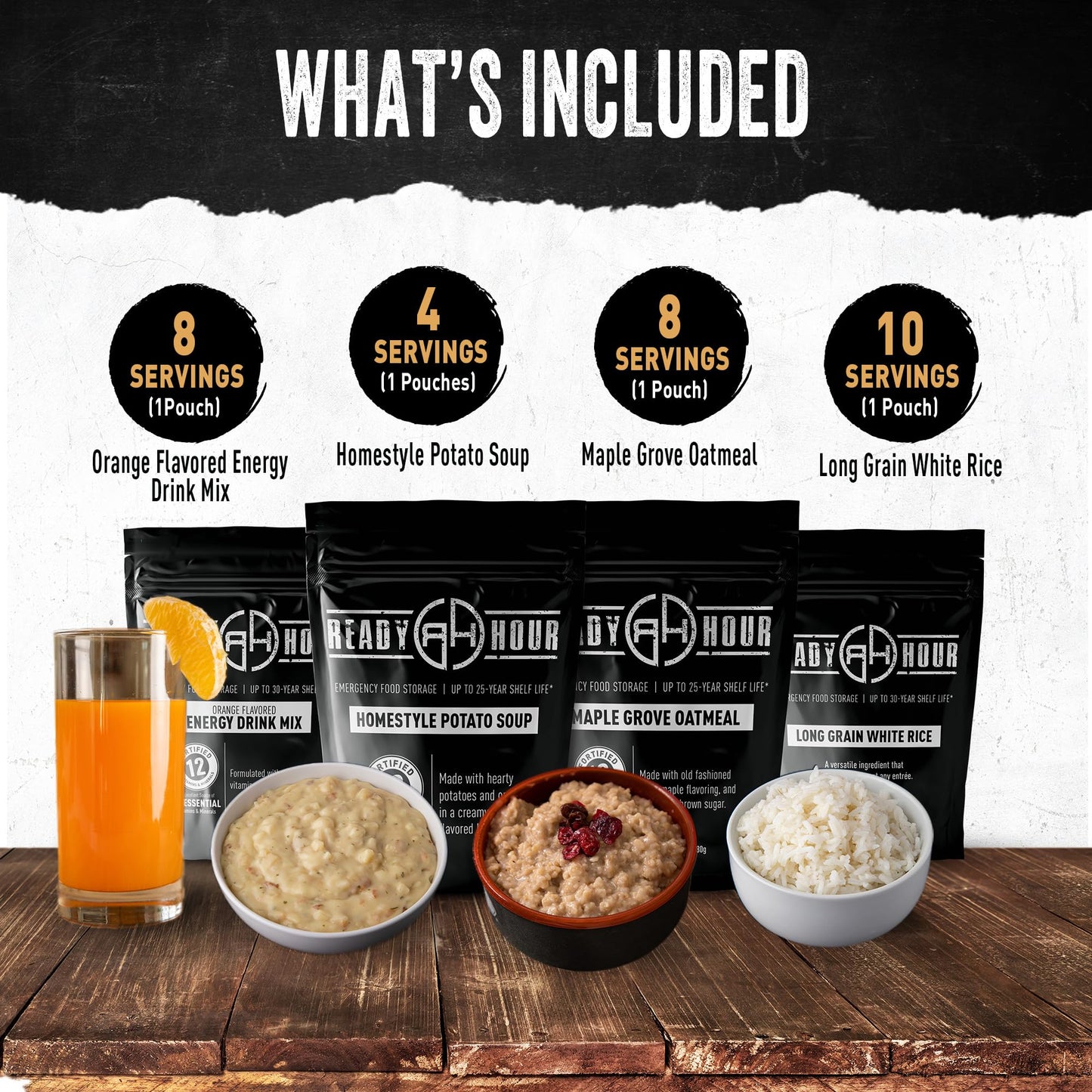 Ready Hour 72-Hour Emergency Food Kit Sample - Survival Meals Variety Pack for Disaster Prep, Freeze-Dried/Dehydrated Camping Food, Bug Out Bag MRE Alternative, Preparedness & Power Outage Supplies