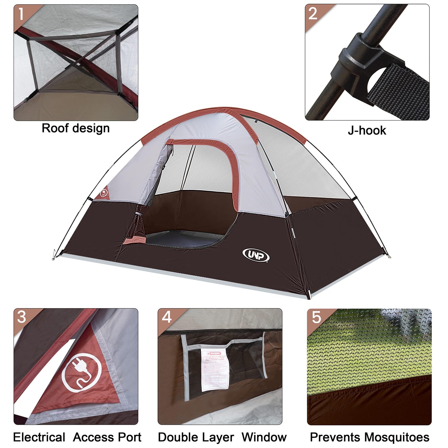Camping Tent 2 Person, Waterproof Windproof Tent with Rainfly Easy Set up-Portable Dome Tents for Camping…