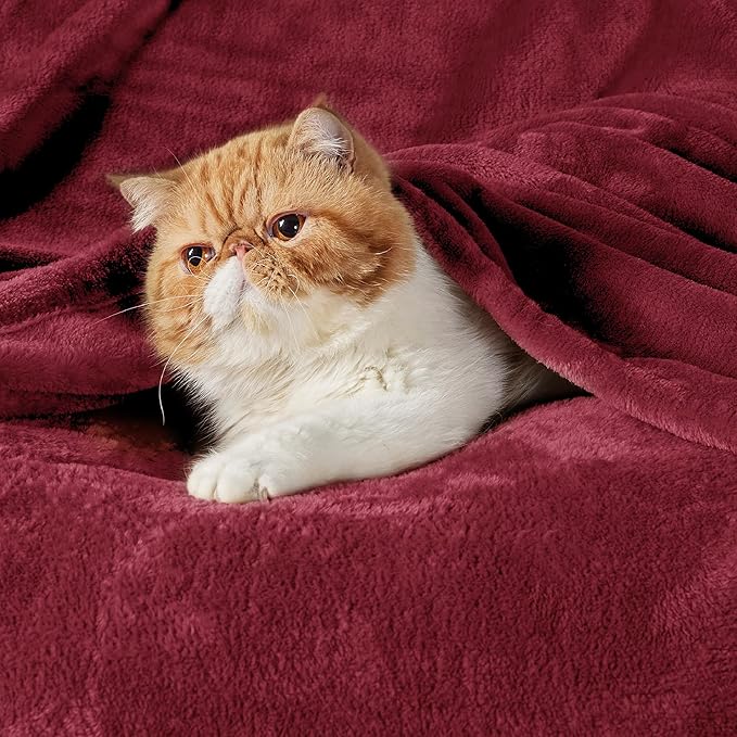 Bedsure Fleece Blankets King Size Burgundy - Bed Blanket Soft Lightweight Plush Cozy Fuzzy Luxury Microfiber, 108x90 inches