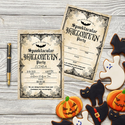 Bltgh Vintage Halloween Party Invitations 20pcs 4x6in Orange Black Envelopes