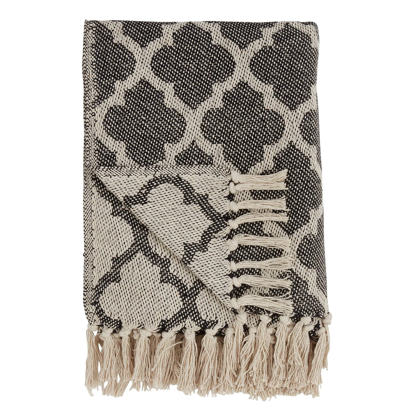 Fennco Styles Chic Moroccan Tile Tasseled 100% Cotton Throw Blanket - 2 Colors